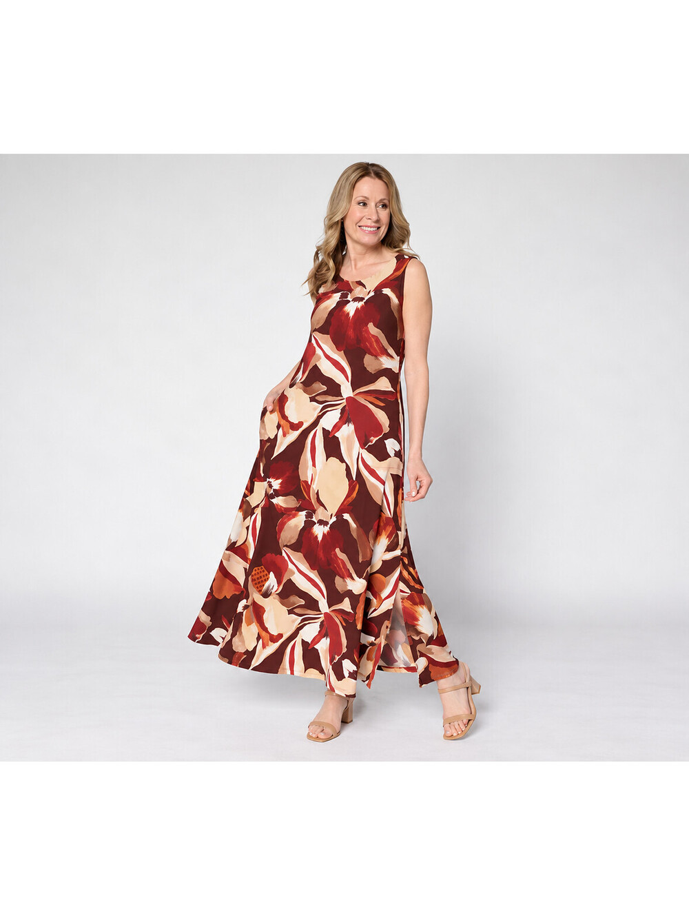 Attitudes by Renee Regular Como Jersey Illusion Waist Maxi Dress Floral, Medium